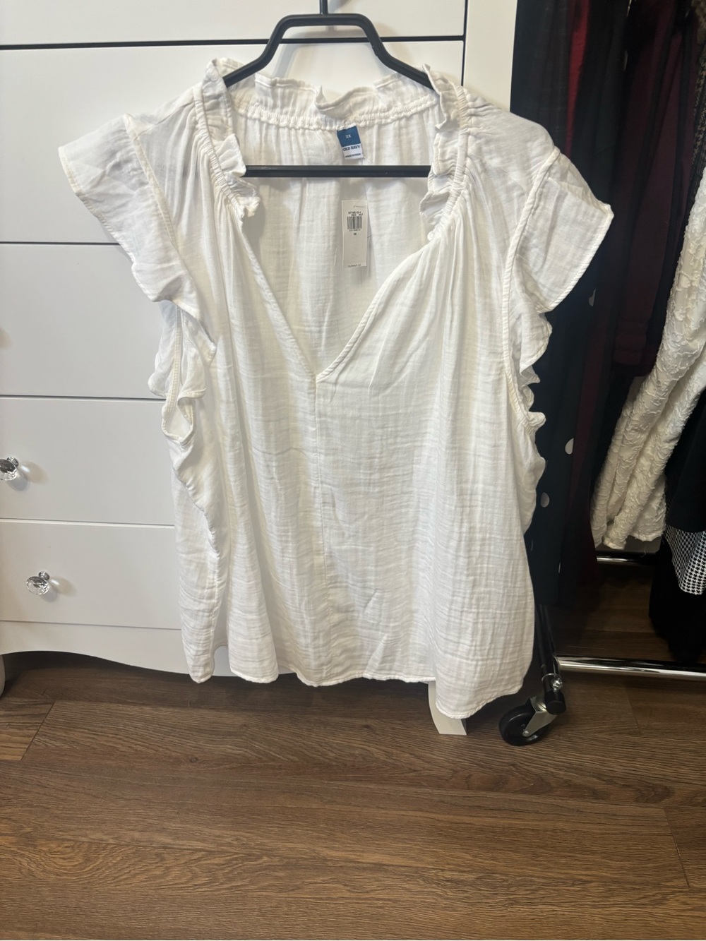 Old Navy White Ruffle Sleeve V-Neck Blouse